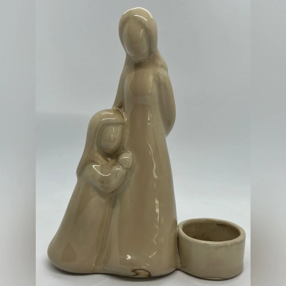 Vintage Mother & Child Votive Candle Holder